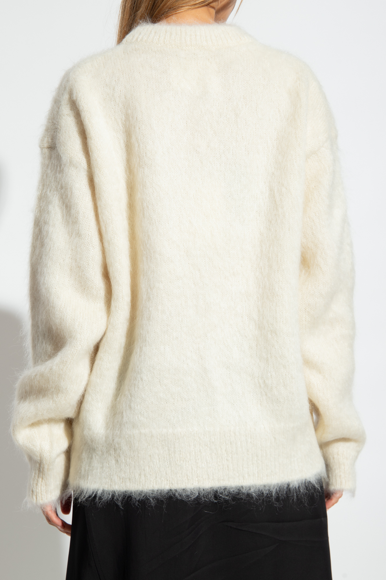 Jil Sander Embroidered Mohair Blend Knit Sweater In White