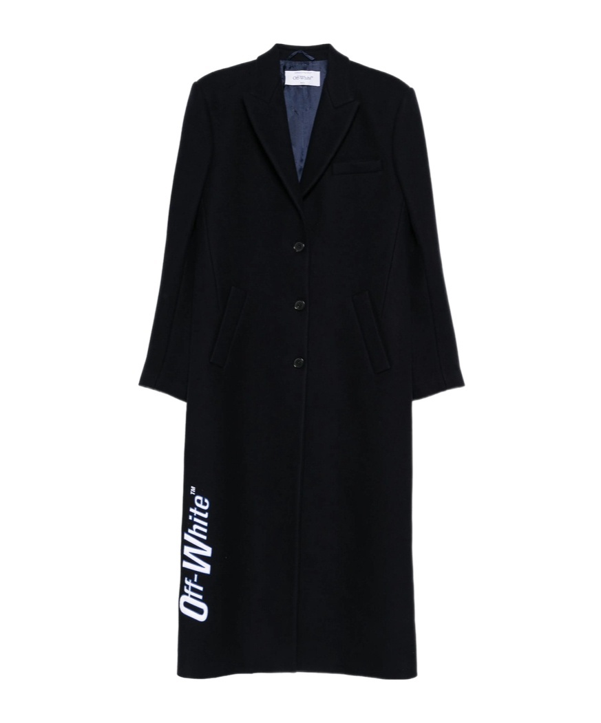 Off-white Logo-detail Coat In Black