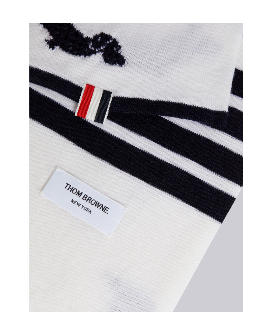 Thom Browne Hector Motif Wraparound Scarf In White