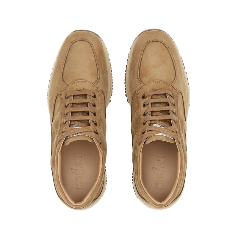 Hogan Interactive Lace-up Leather Sneakers In Brown