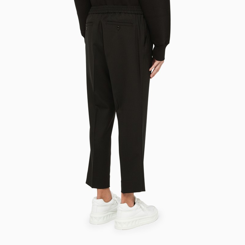 Shop Ami Alexandre Mattiussi Cropped Elasticated-waistband Trousers In Black