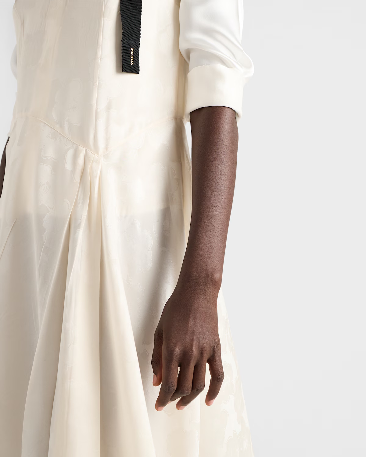 Prada Floral Jacquard Dress In White