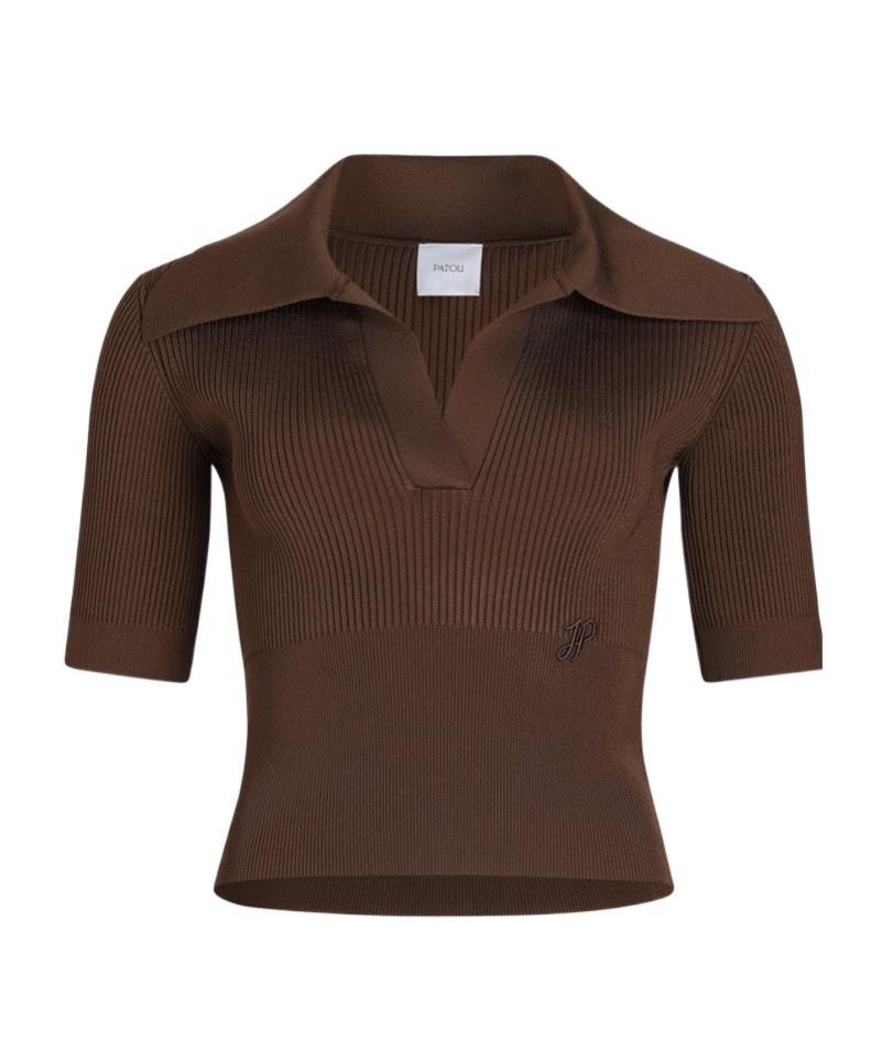 Patou Knitted Polo Shirt In Smoke Color