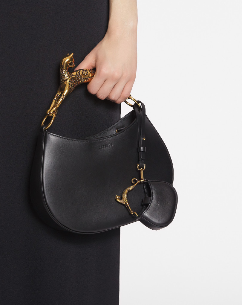 Shop Lanvin Cat Leather Mini Bag In Black