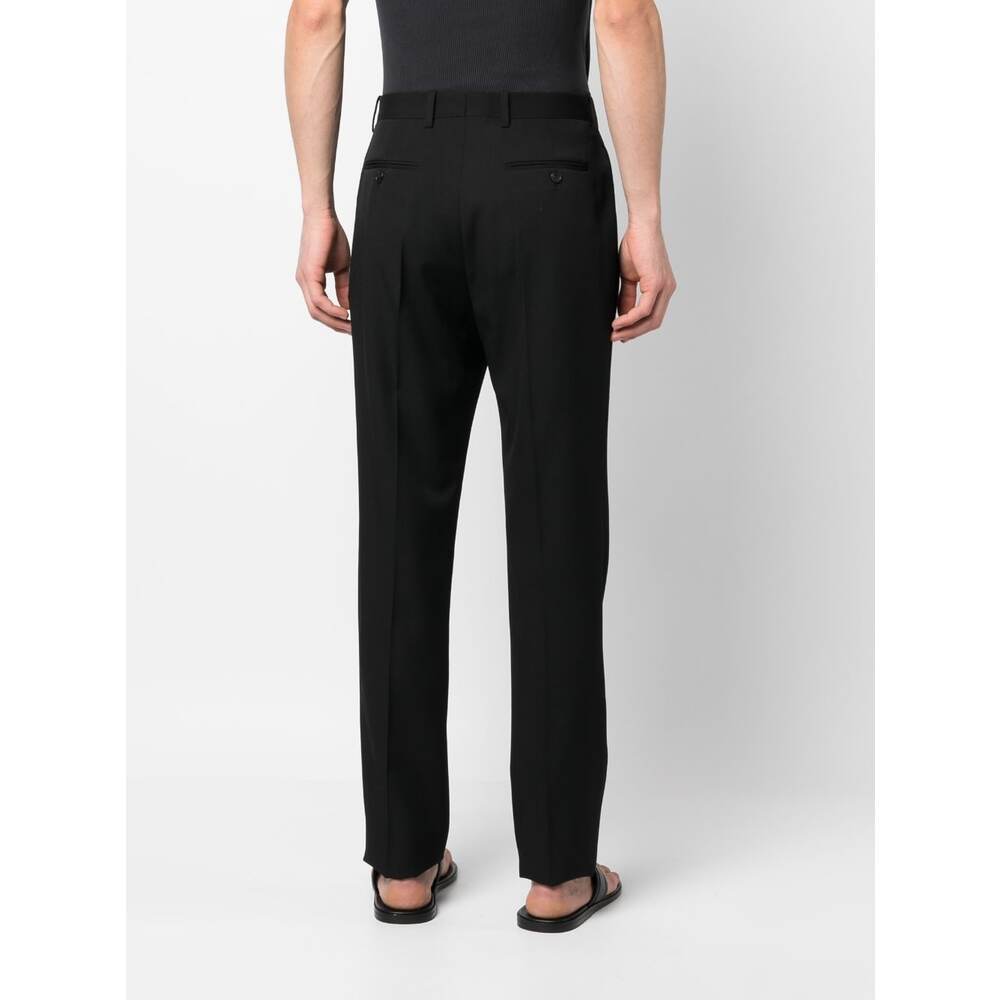 Saint Laurent Button Detailed Straight Leg Trousers In Black
