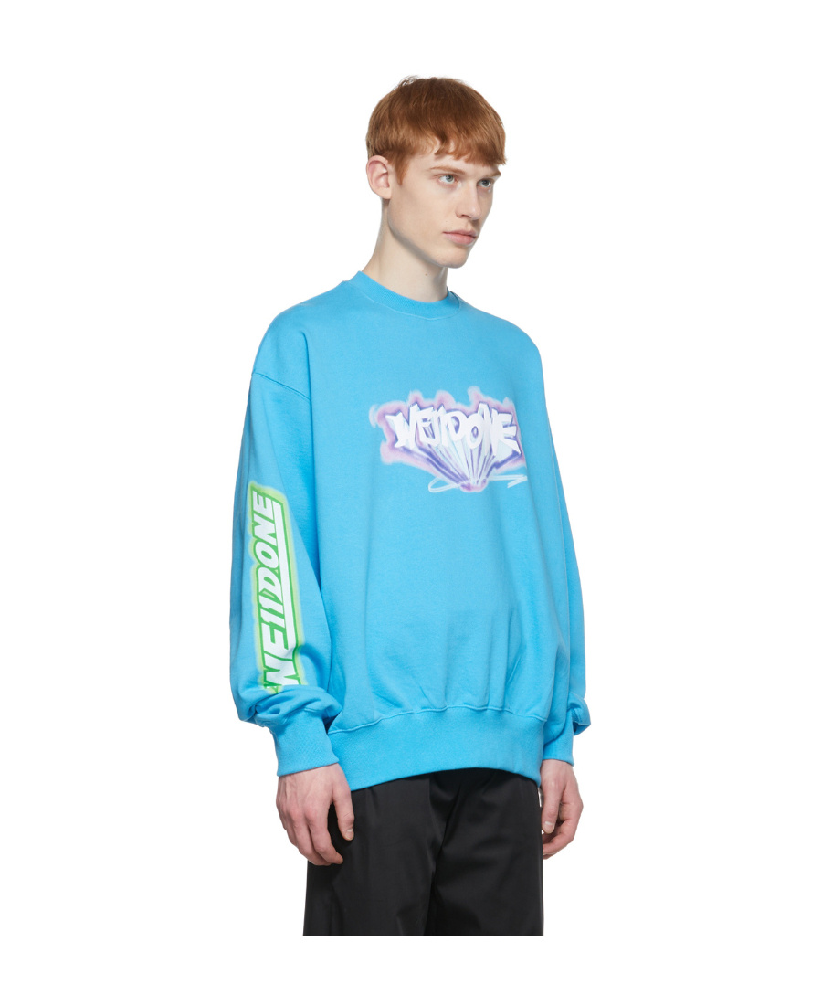 We11 Done Graphic-print Cotton Sweatshirt In Blue