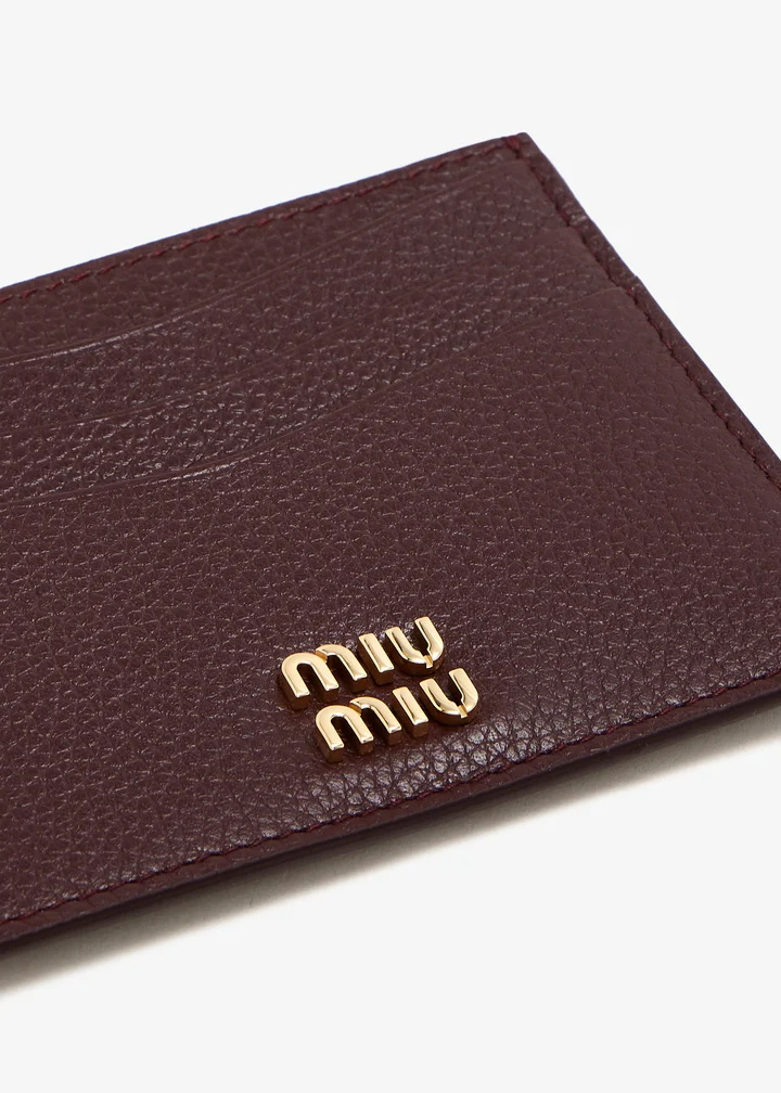 Miu Miu Leather Card-slots Card Holder In Burgundy