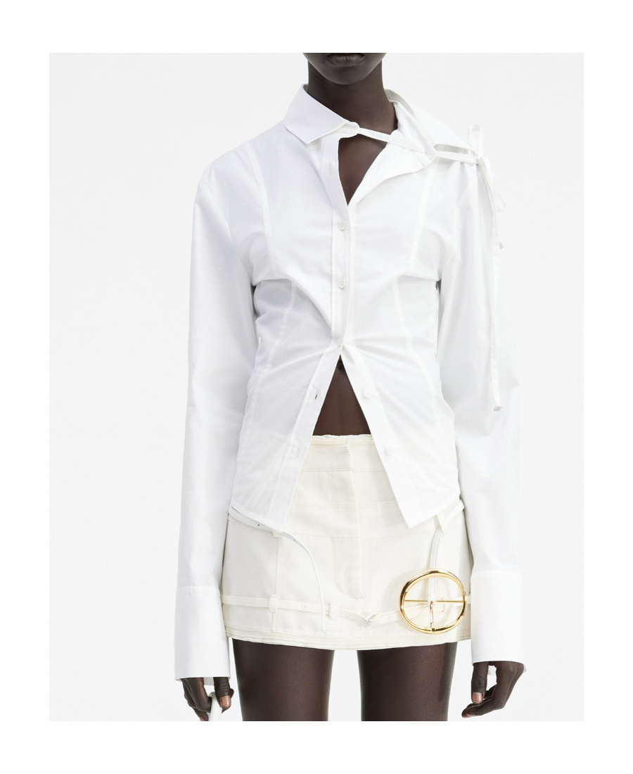 Jacquemus La Chemise Ruban Cotton Shirt In White
