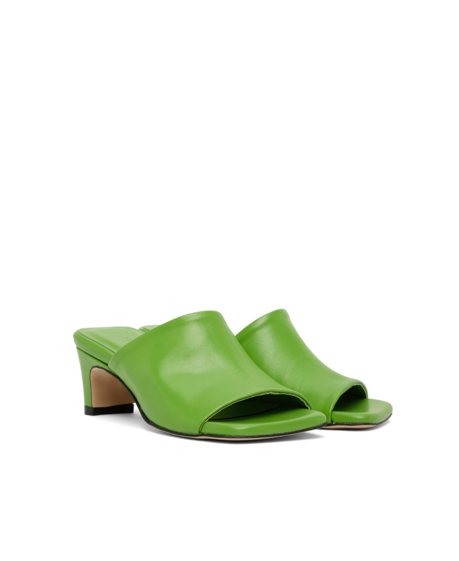 Low Classic Green Slide Heeled Sandals In Green