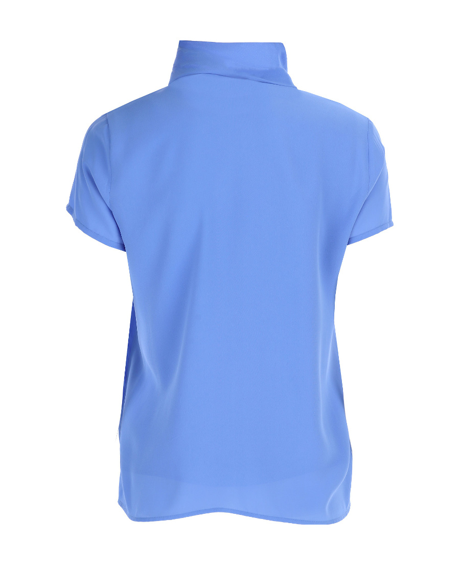 Emporio Armani Tie-neck Short-sleeve Shirt In Blue