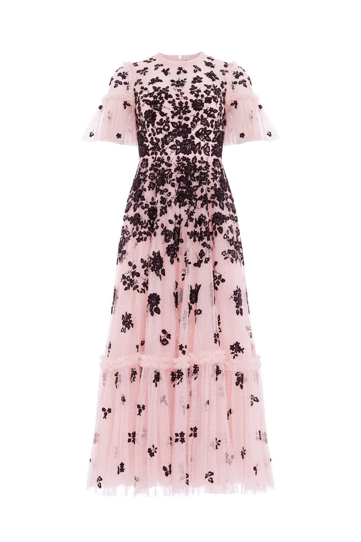 Needle & Thread Flowing Flower Dress In Pink