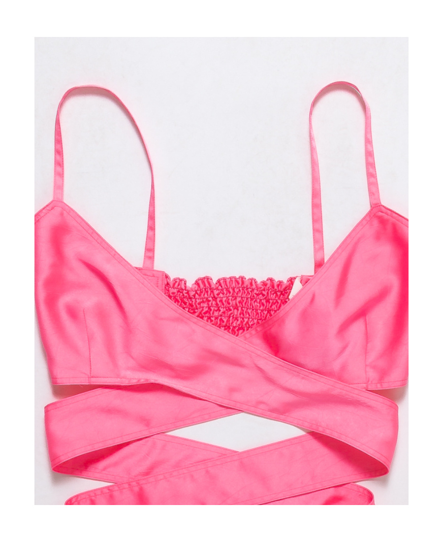 Palm Angels Crossover-strap Satin Top In Pink