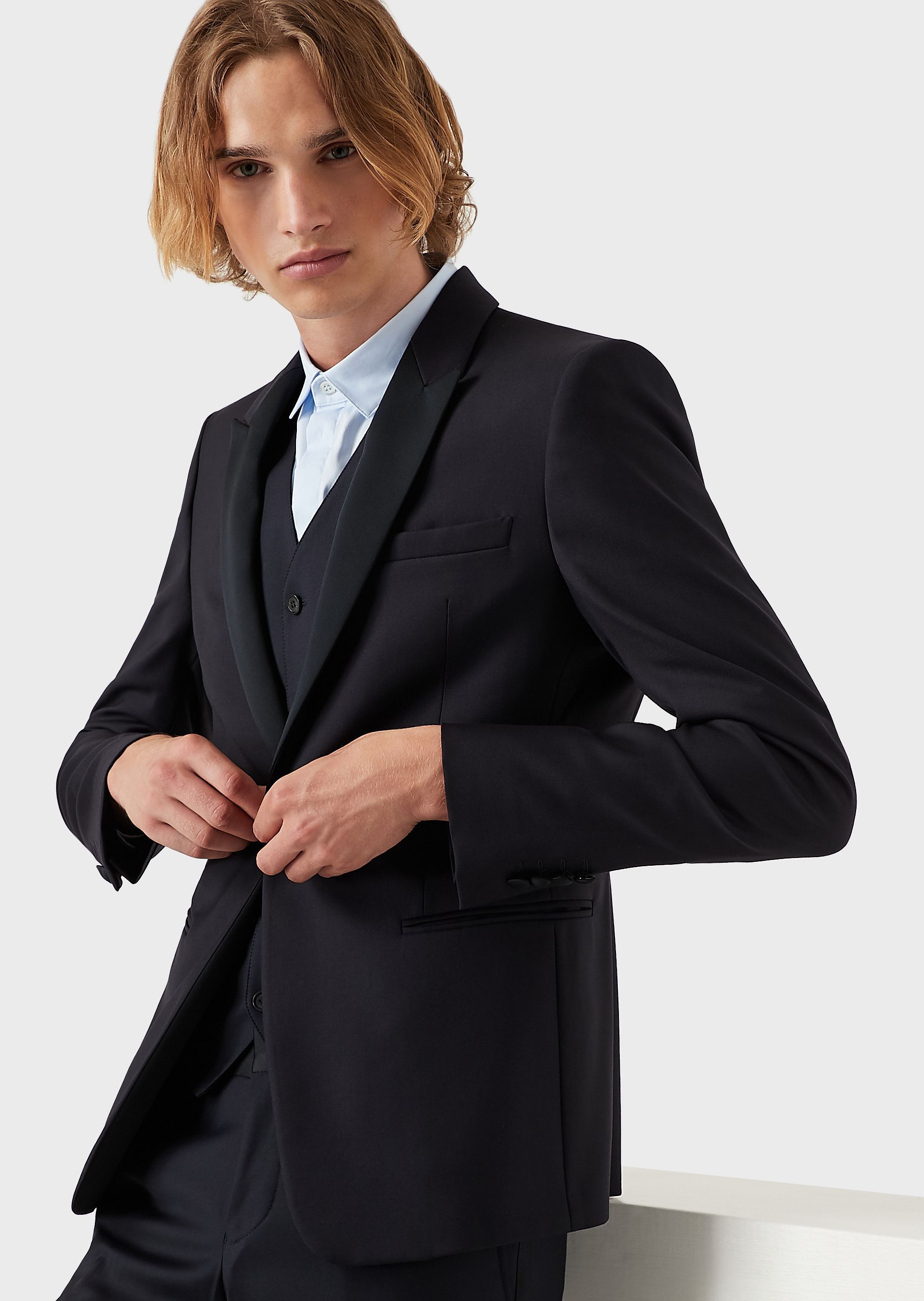 Emporio Armani Single-breasted Wool Blazer In Black