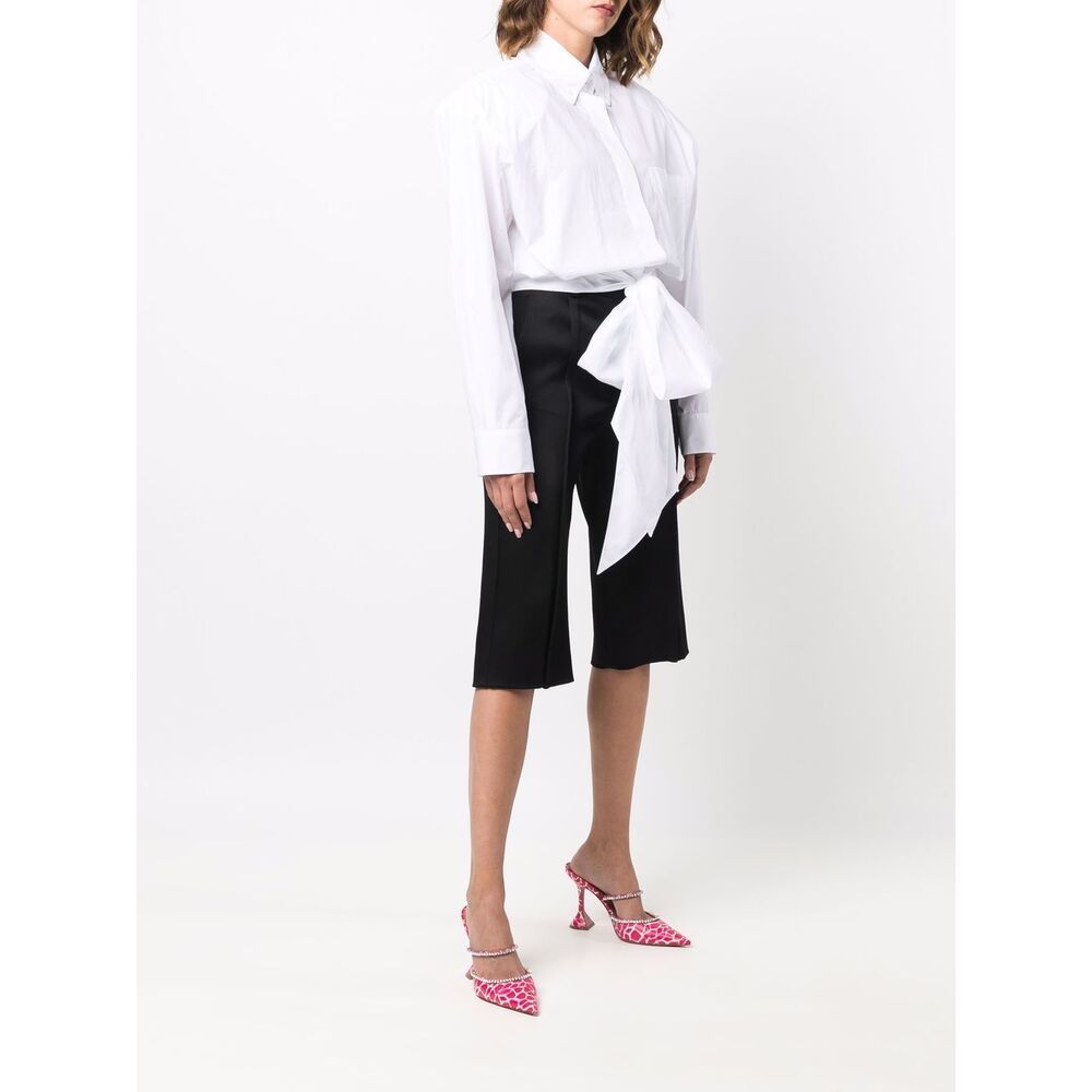 Alexandre Vauthier Tied-waist Cotton Shirt In White