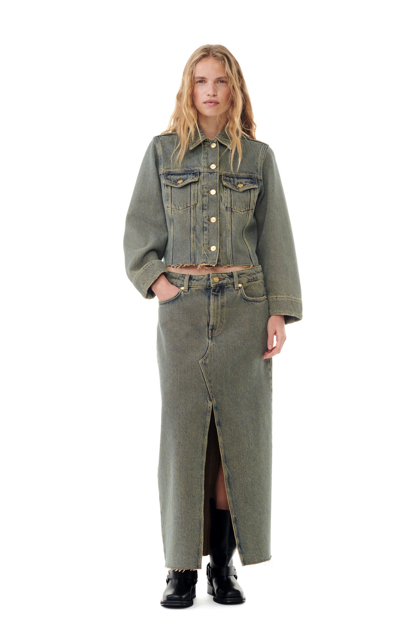 GANNI OVERDYED HEAVY DENIM JACKET 