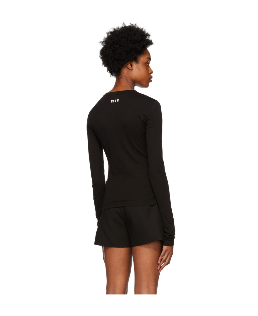 Msgm Rope Hollowed-out Long-sleeved T-shirt In Black