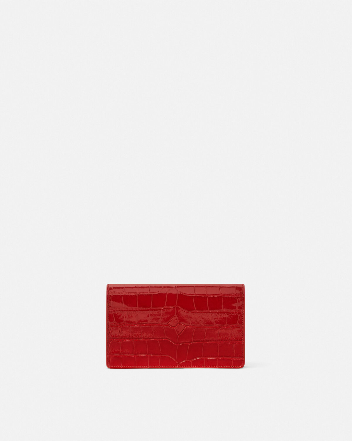 Versace Medusa Head Leather Clutch Bag In Red