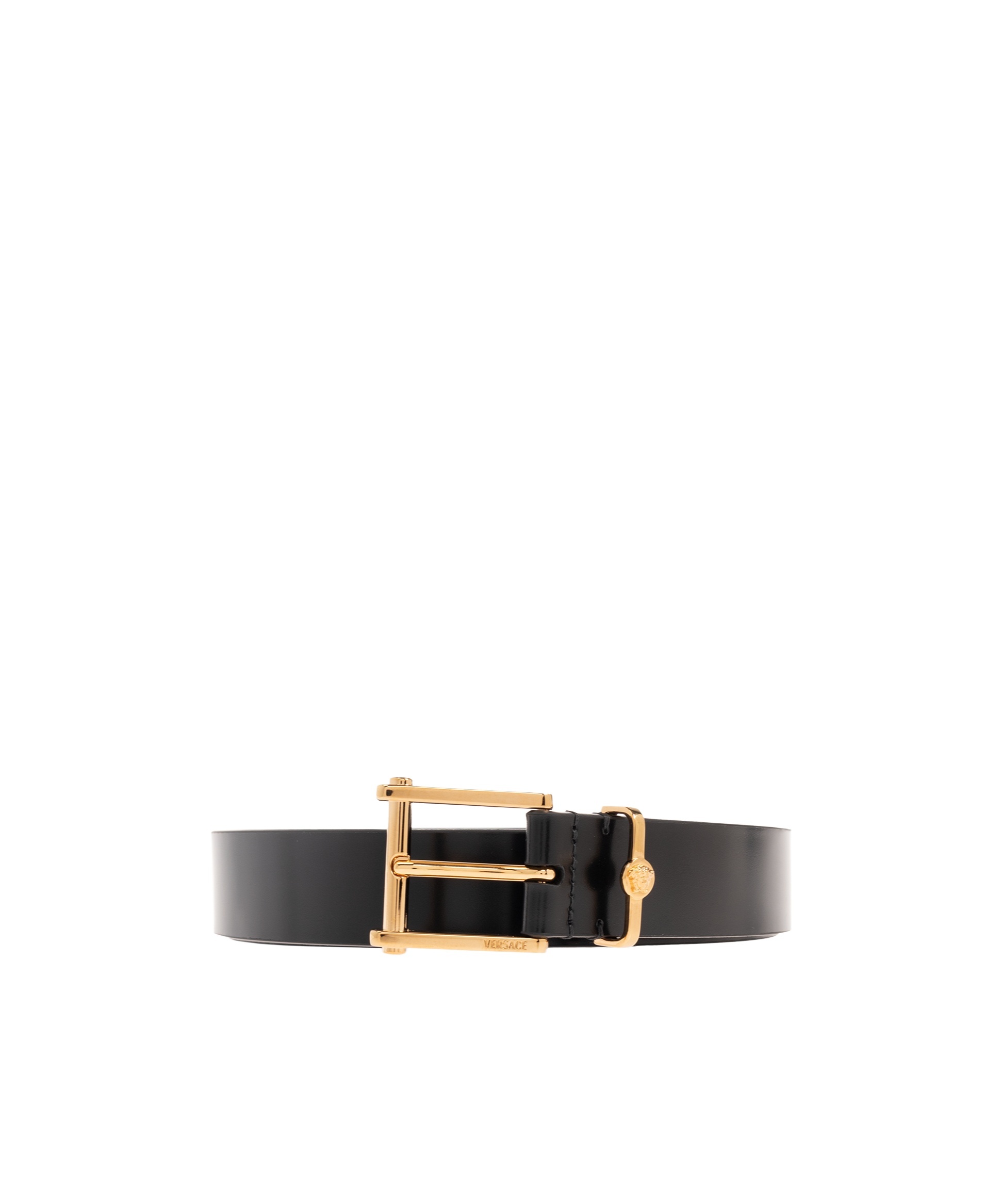 Versace Column Leather Adjustable Belt In Black