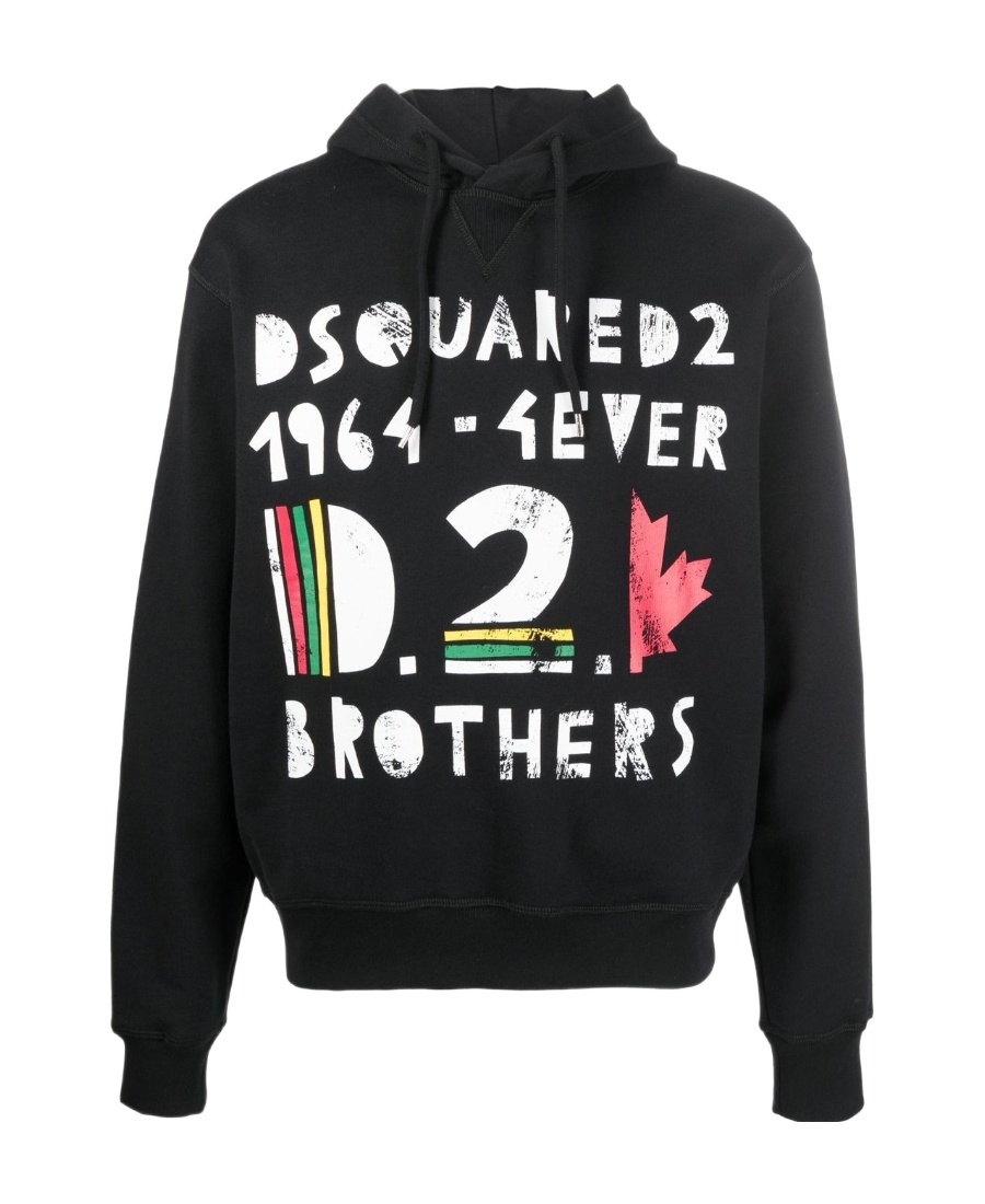 Dsquared2 Graphic-print Cotton Hoodie In Black