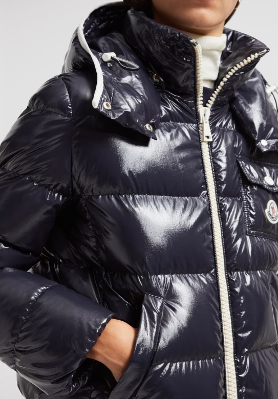 Moncler Andro Hooded Short Down Jacket In Blue