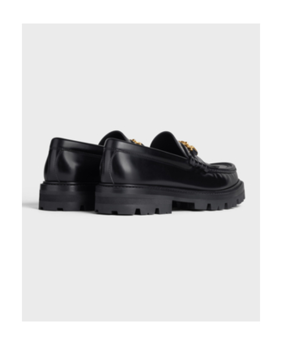 Celine Universite Triomphe Chain Leather Loafer In Black