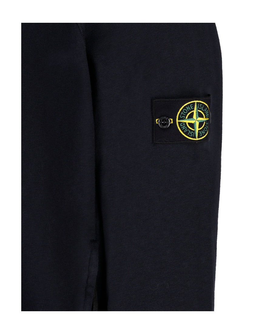 Stone Island Compass Patch Zipped Sweatshirt In Blue