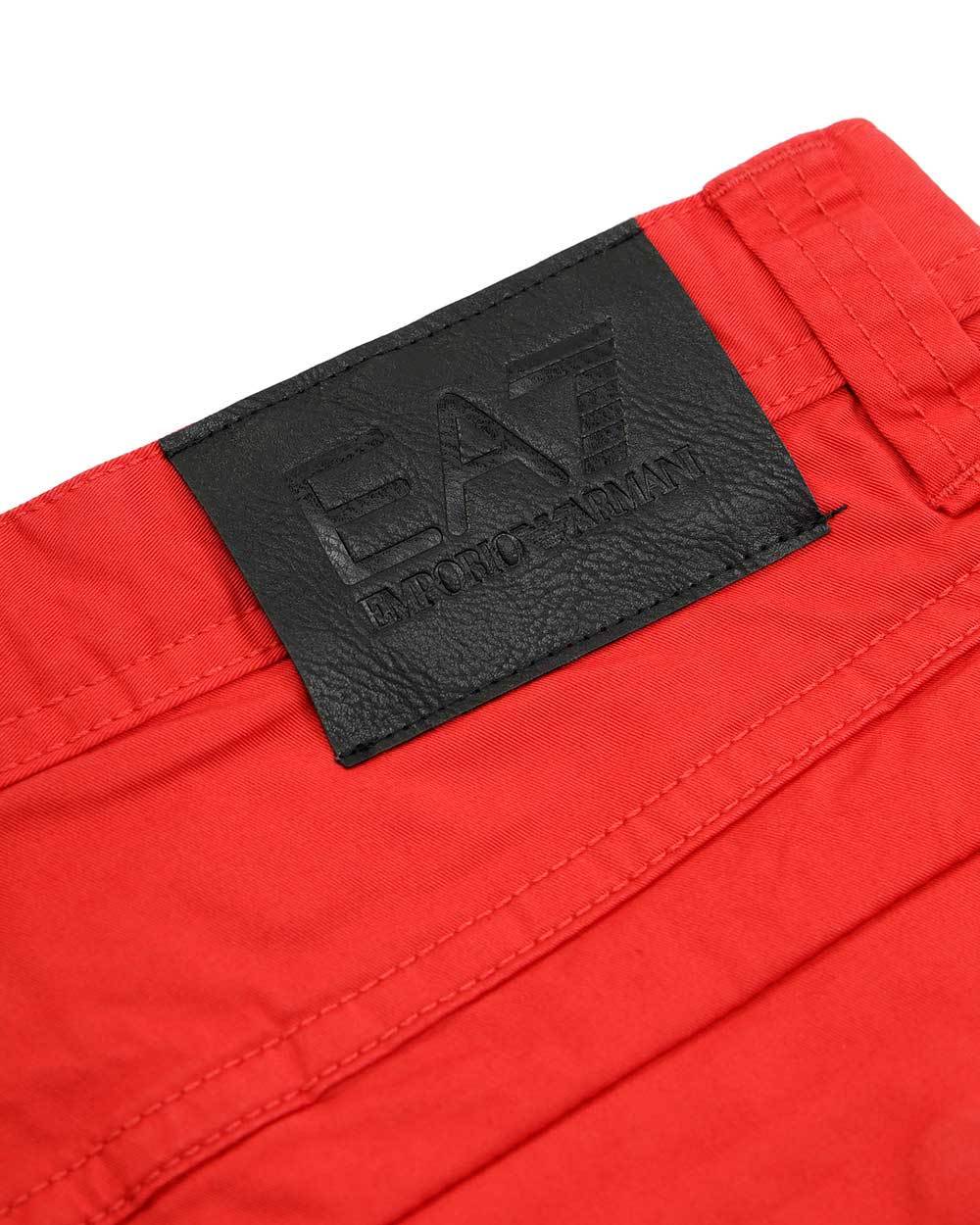 Ea7 Logo Patch Shorts In Red