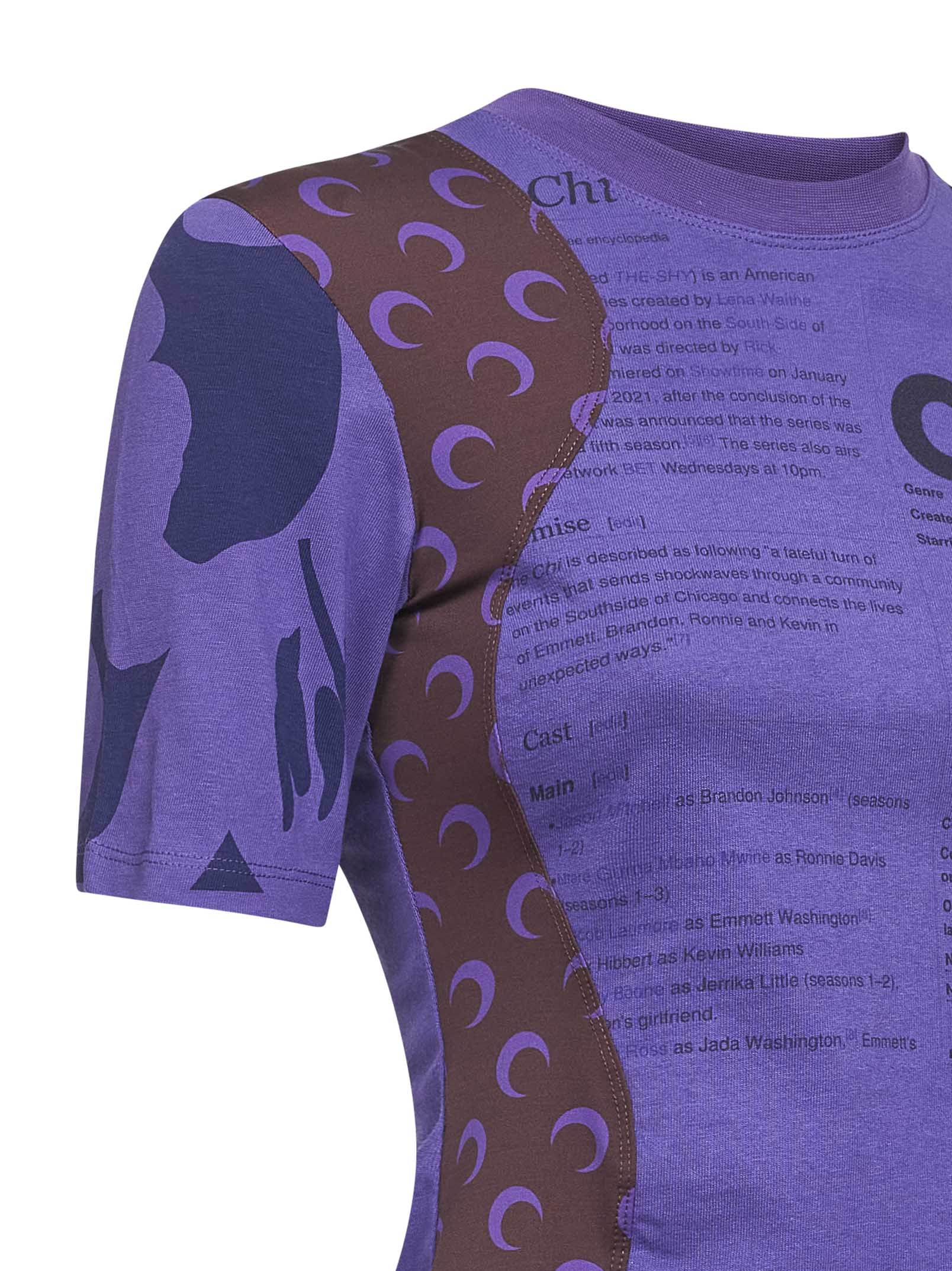 Marine Serre Violet Jersey Regenerated Graphic Baby-fit T-shirt In Purple