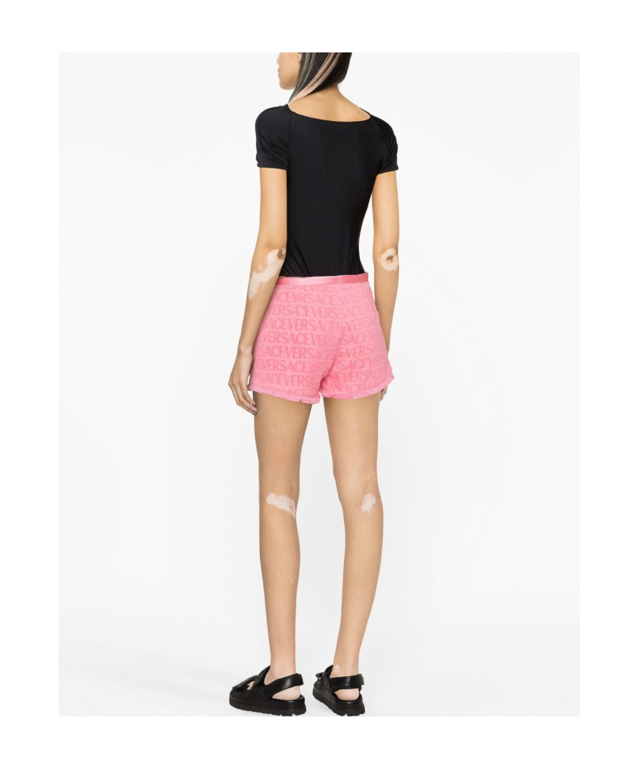 Versace Allover Bow-embellished Shorts In Pink