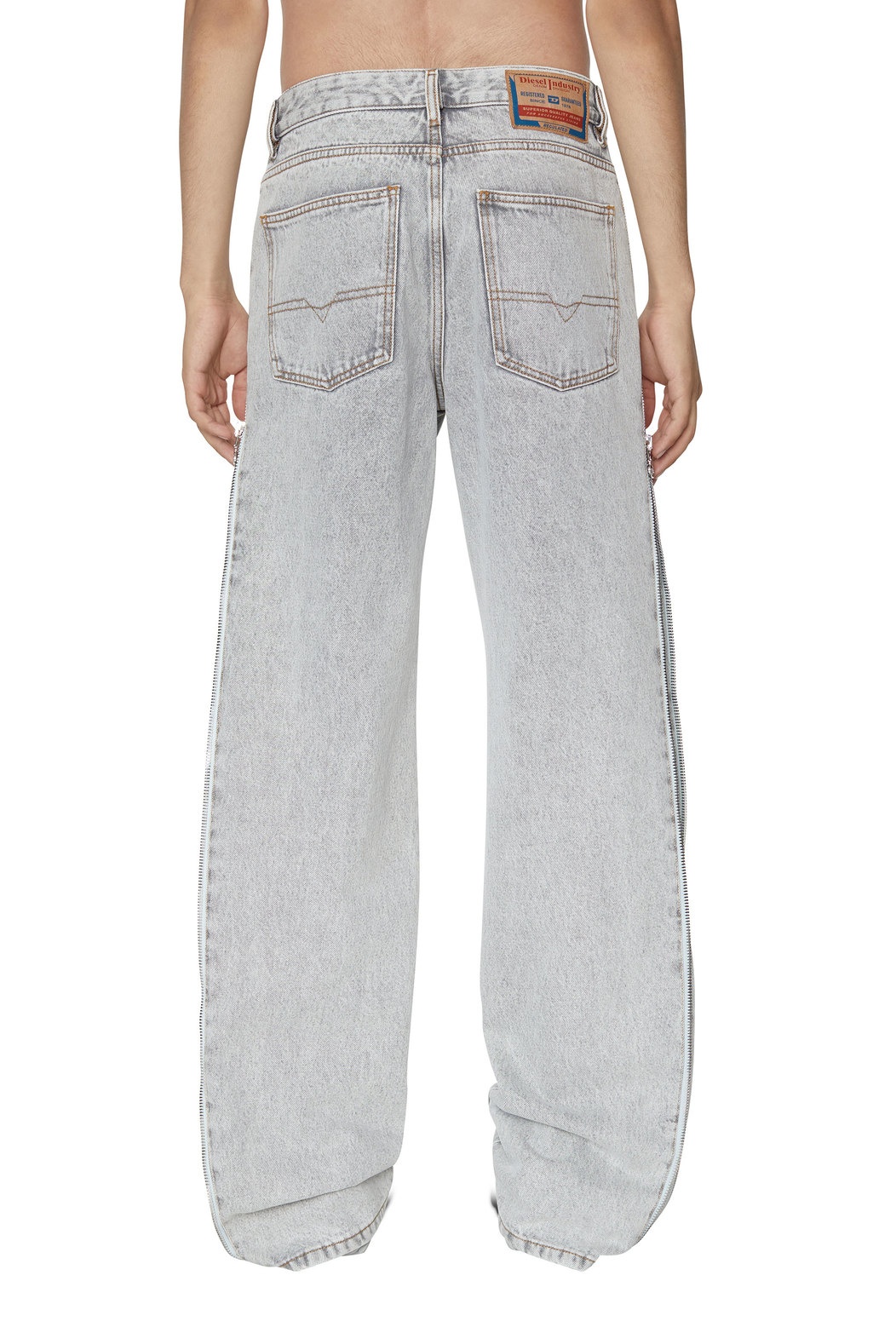 Diesel Grey Straight-leg Denim Jeans In Light-wash In White