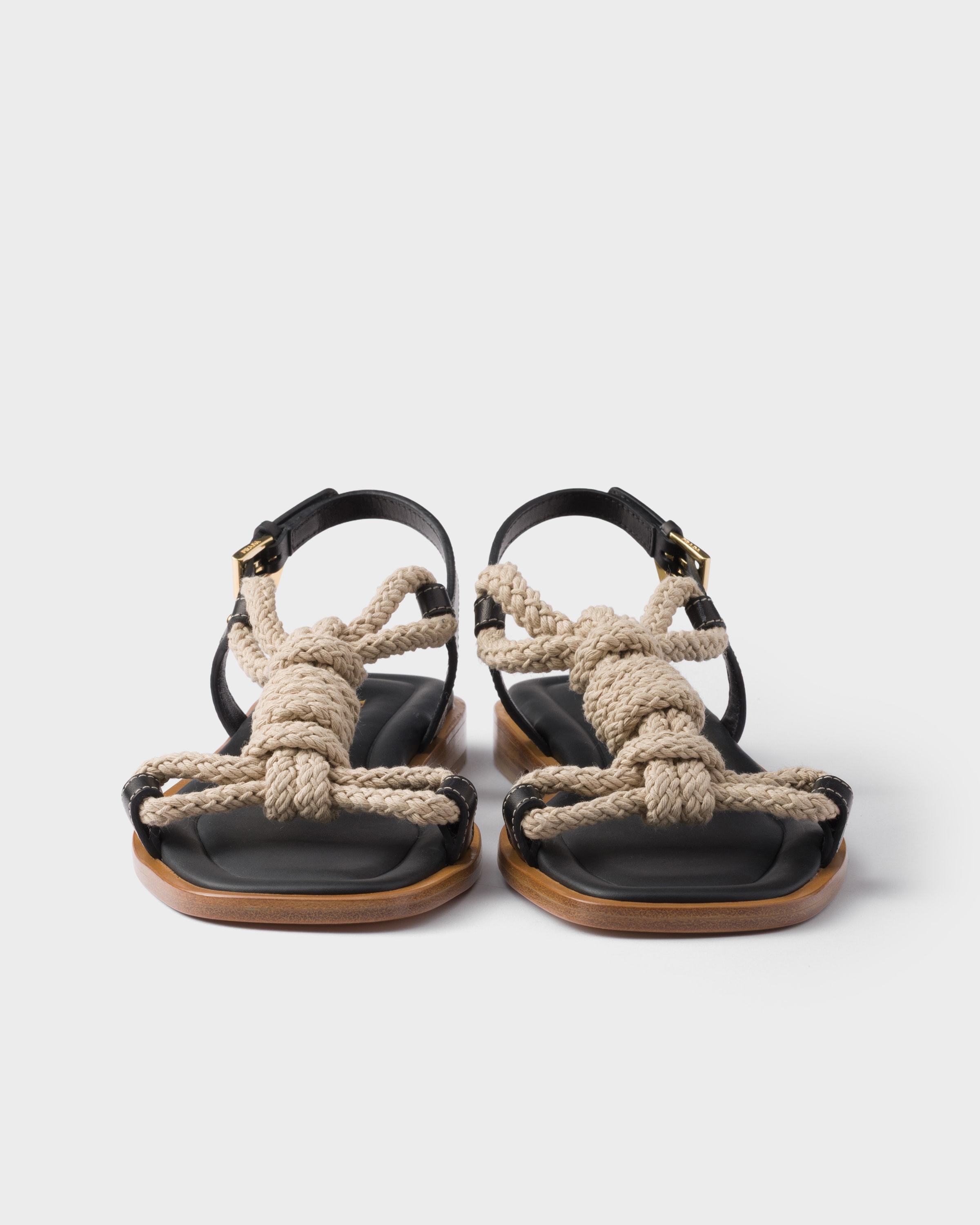 Prada Fabric And Leather Sandals With Rope Detail In Black