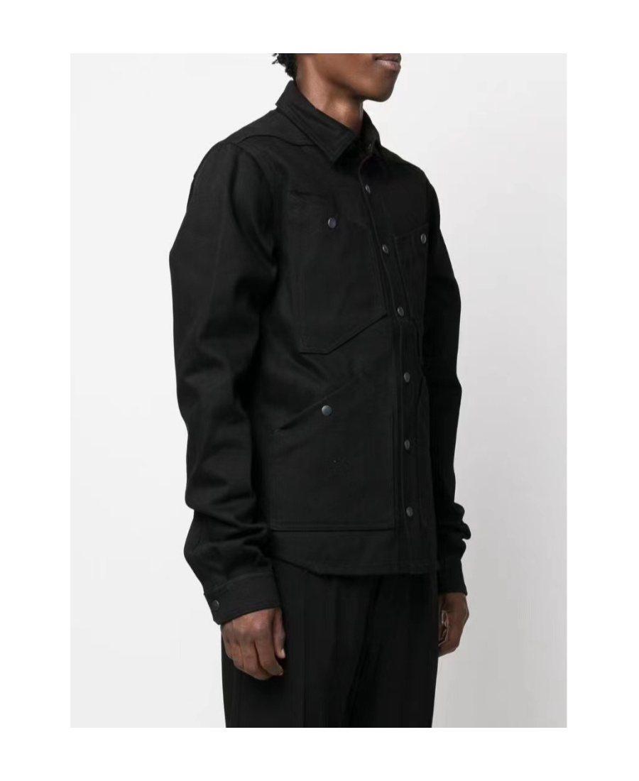 Rick Owens Drkshdw Patch Pocket Cotton Shirt Jacket In Black
