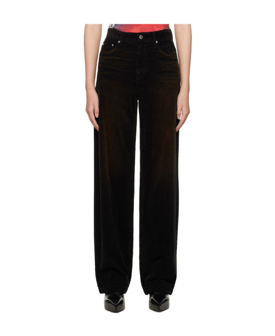 We11 Done Logo Wide-leg Casual Pants In Black