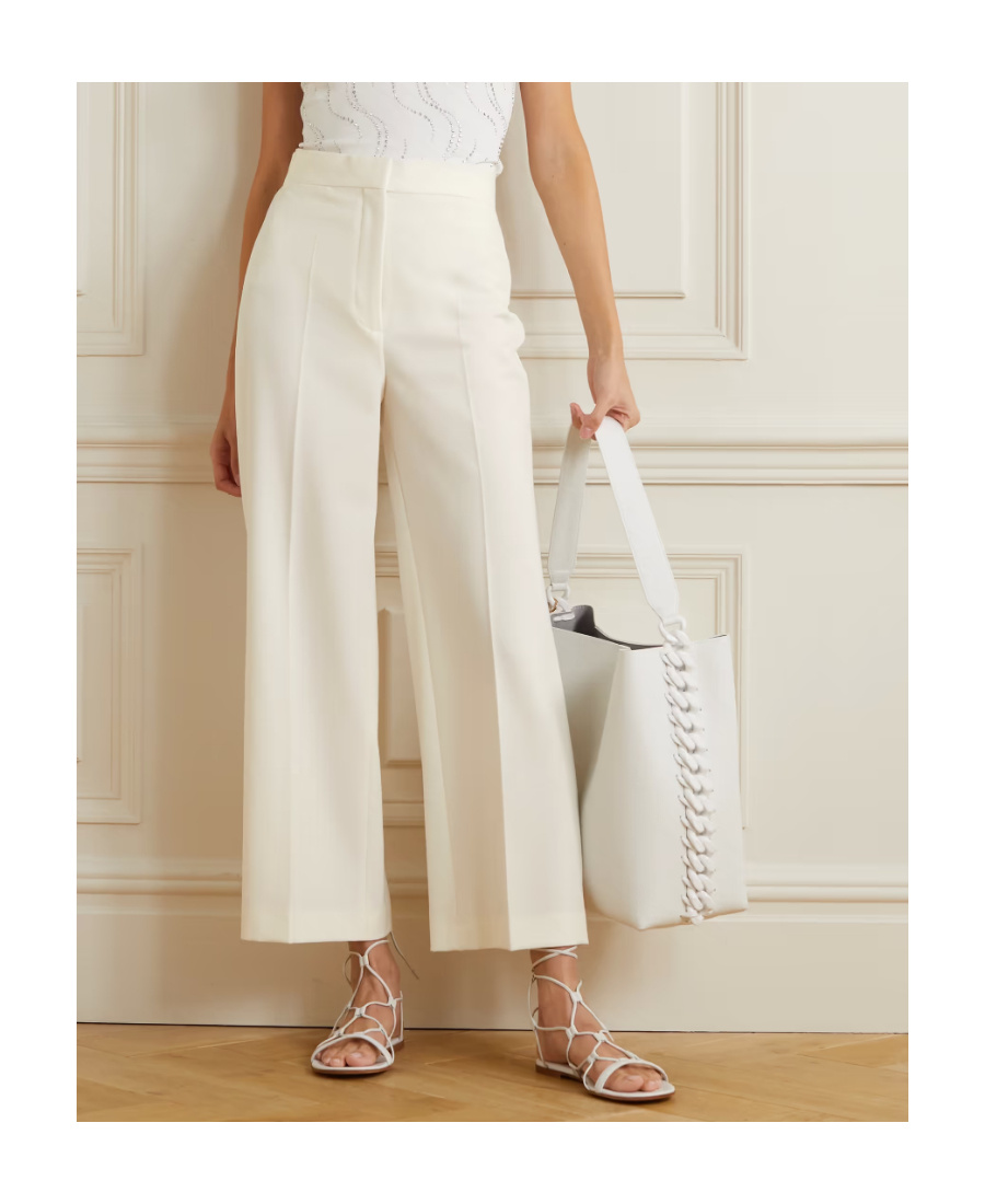 Stella Mccartney Low Rise Slim Leg Tailored Trousers In White