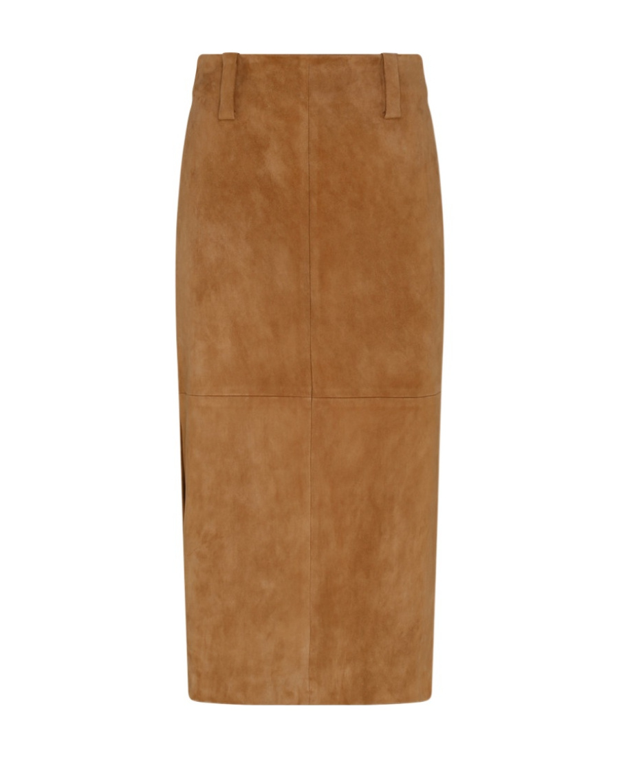 Brunello Cucinelli Leather Skirt In Brown