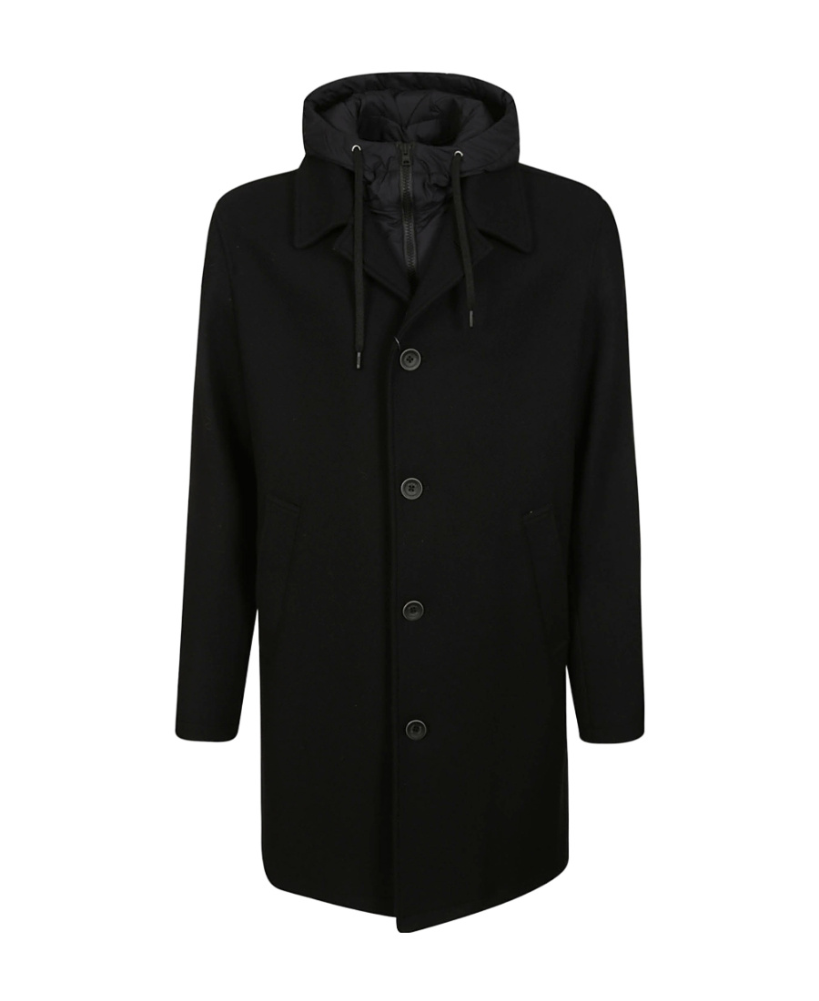 Herno Felted Single-breasted Trench Coat In Black