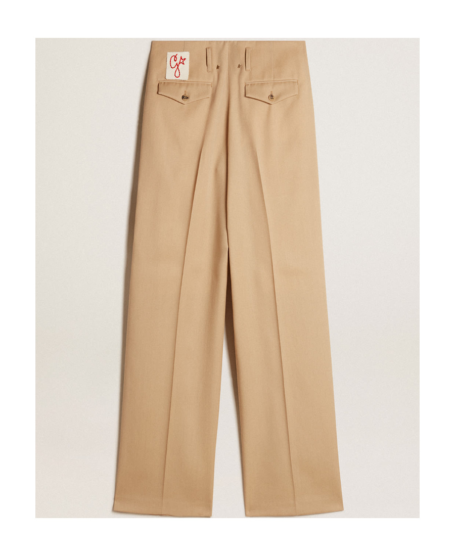 Golden Goose Womens Wool Gabardine Pants In Sand In Nude