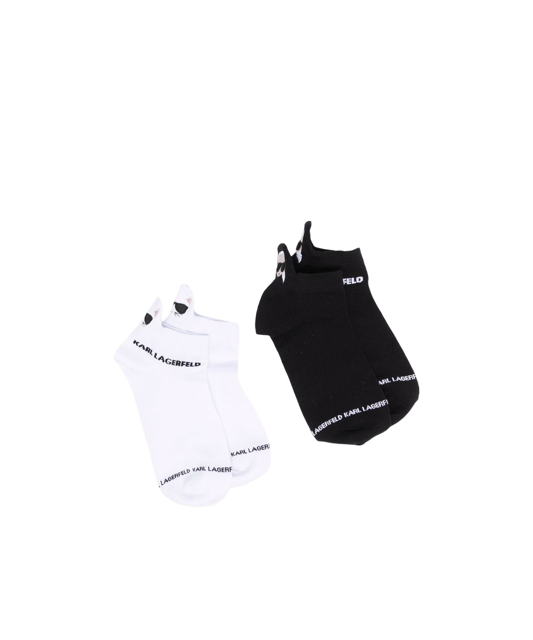 Karl Lagerfeld Contrasting Color Logo Socks Two-piece In Black