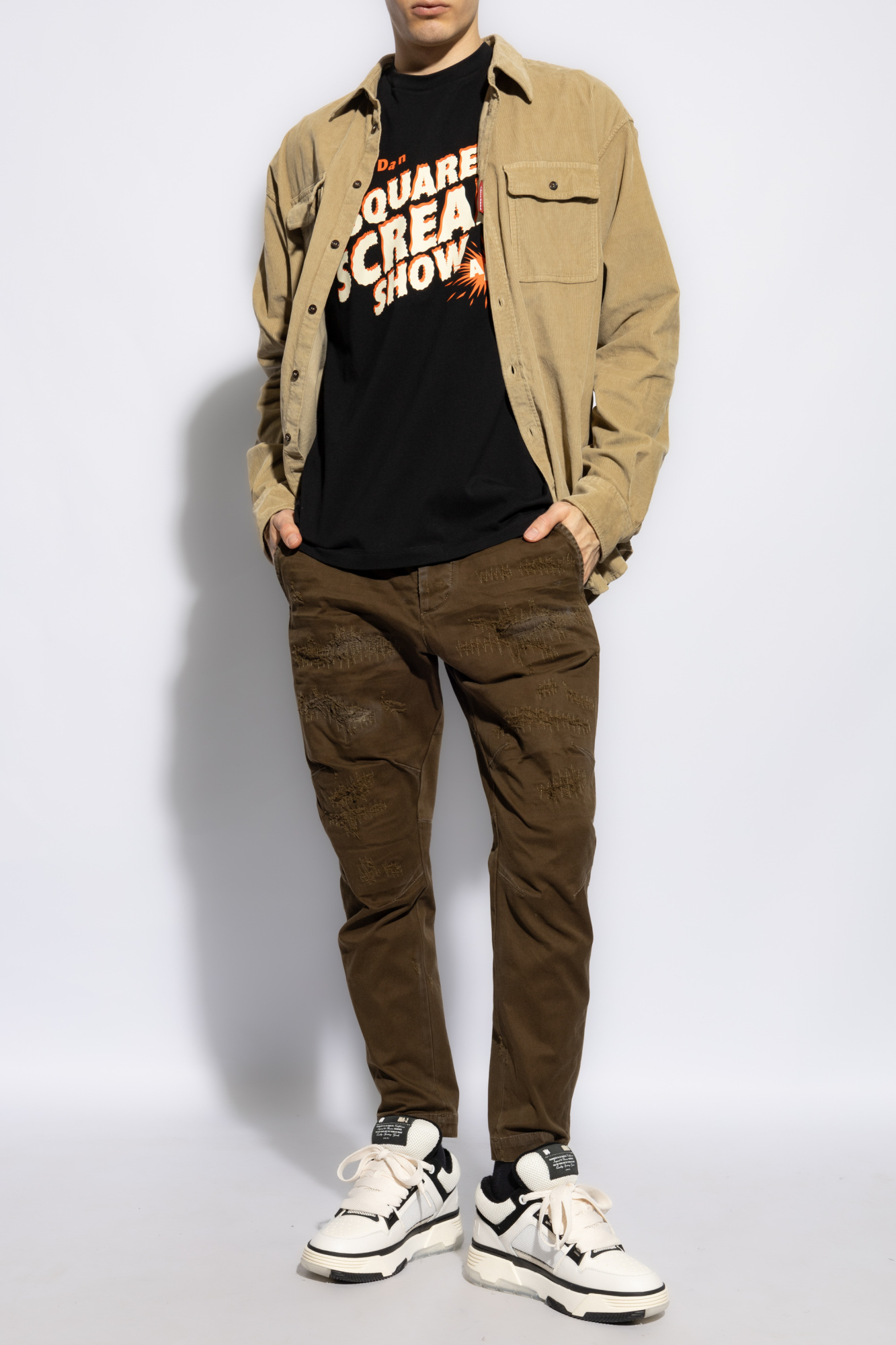 Dsquared2 Pantaloni Chino Con Strappi Marrone In Brown