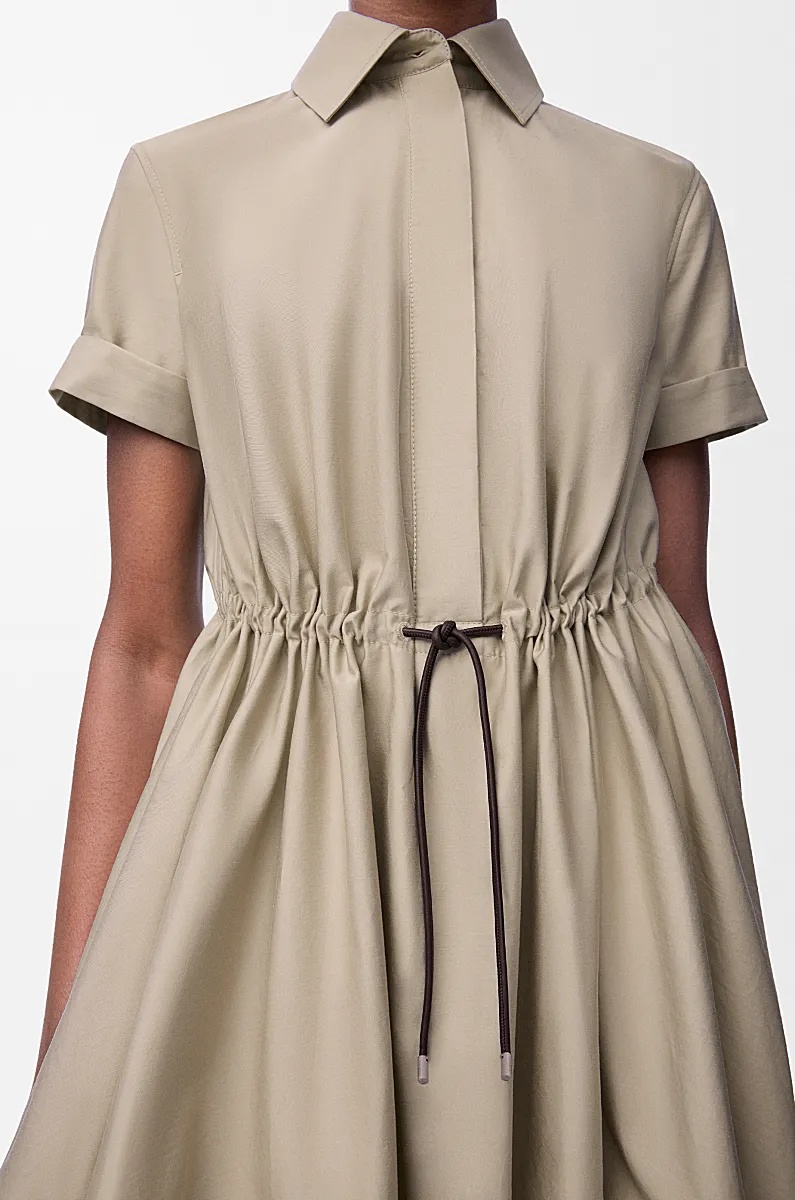 Loewe Tie-waist Mini Shirt Dress In Gray