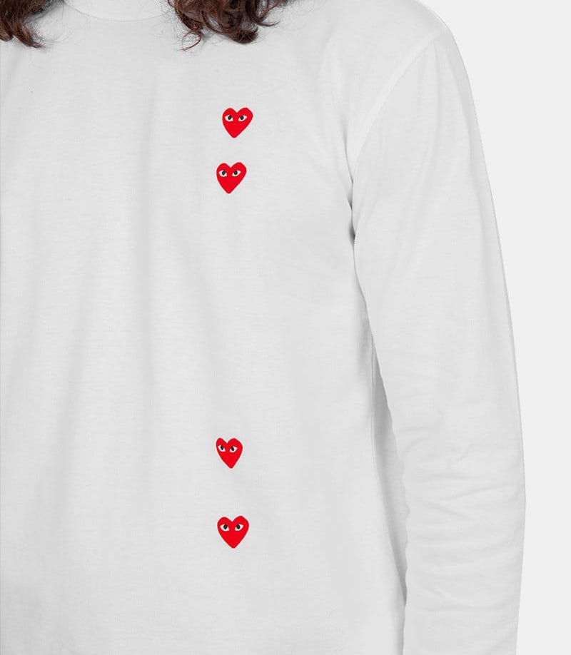 Comme Des Garçons Play Heart-print Cotton T-shirt In White