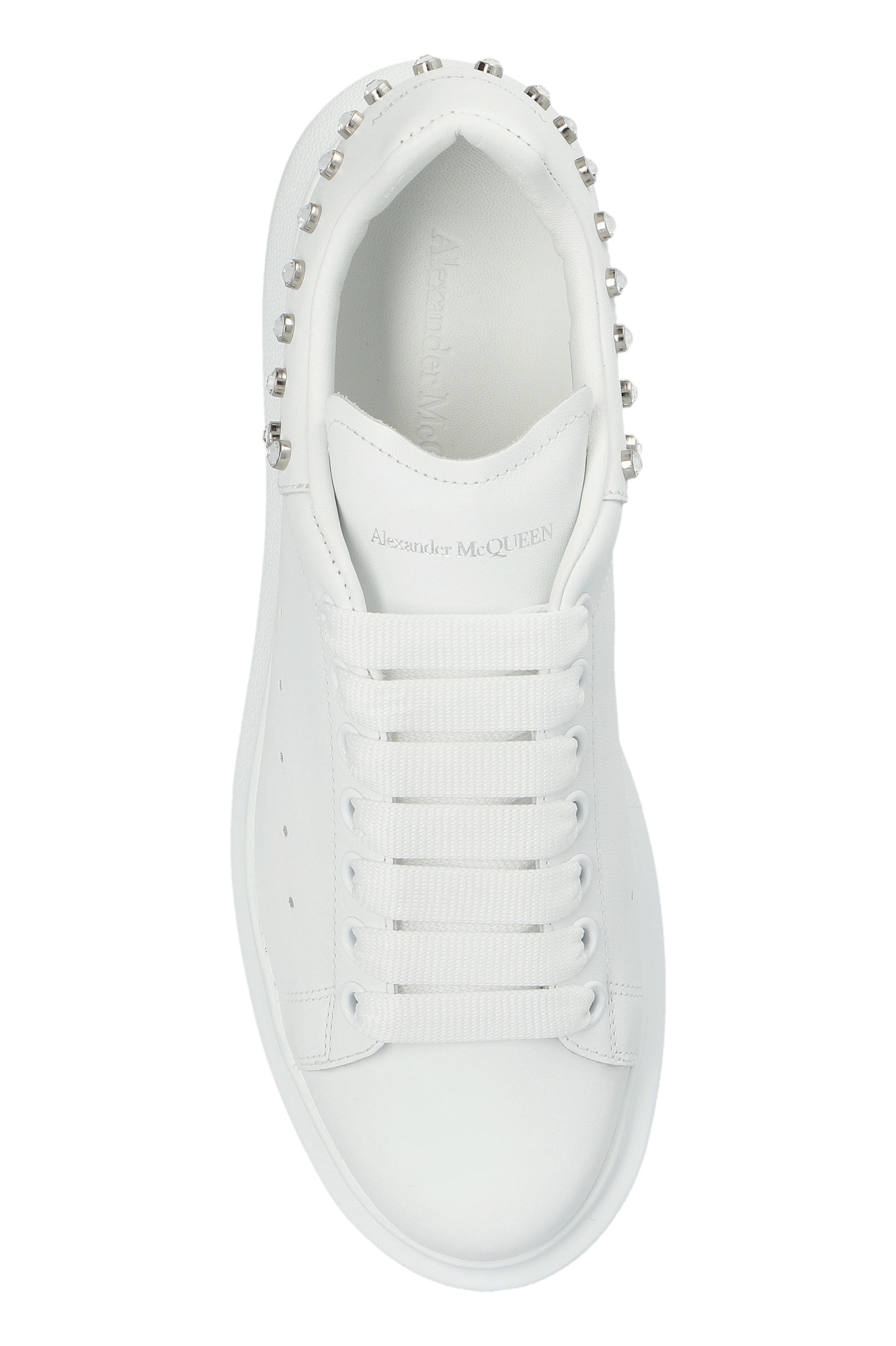 Alexander Mcqueen Leather Sneakers With Platform Sole And Stud Embellishments In White