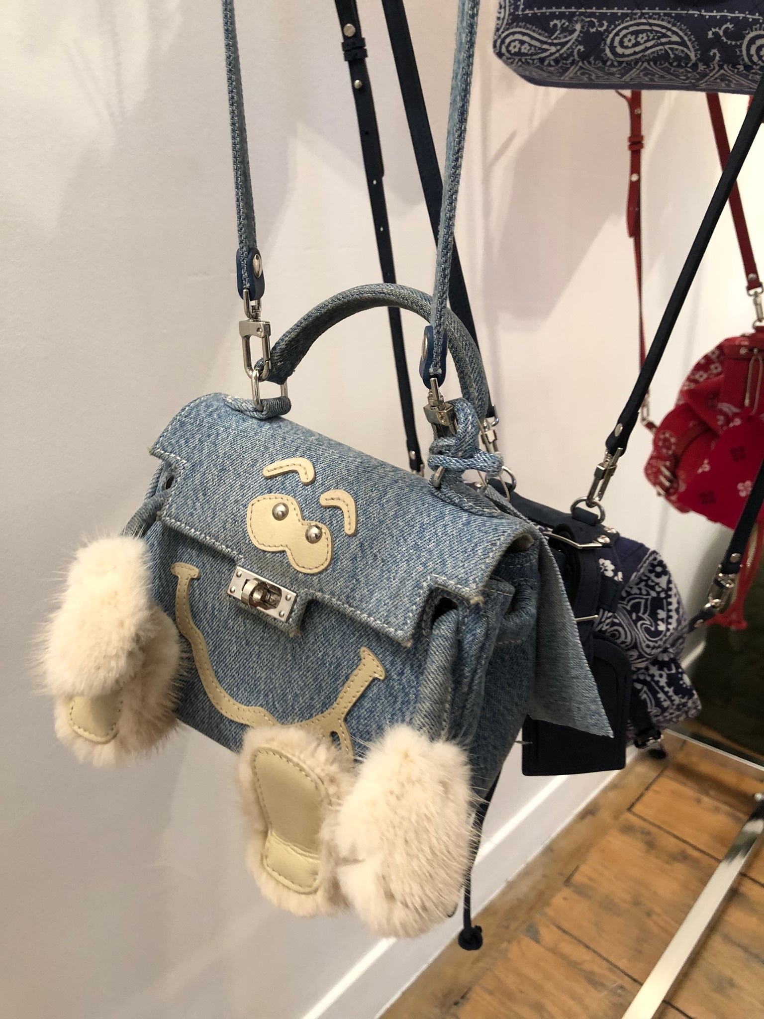 Readymade Denim Faux-fur Tote Bag In Nude