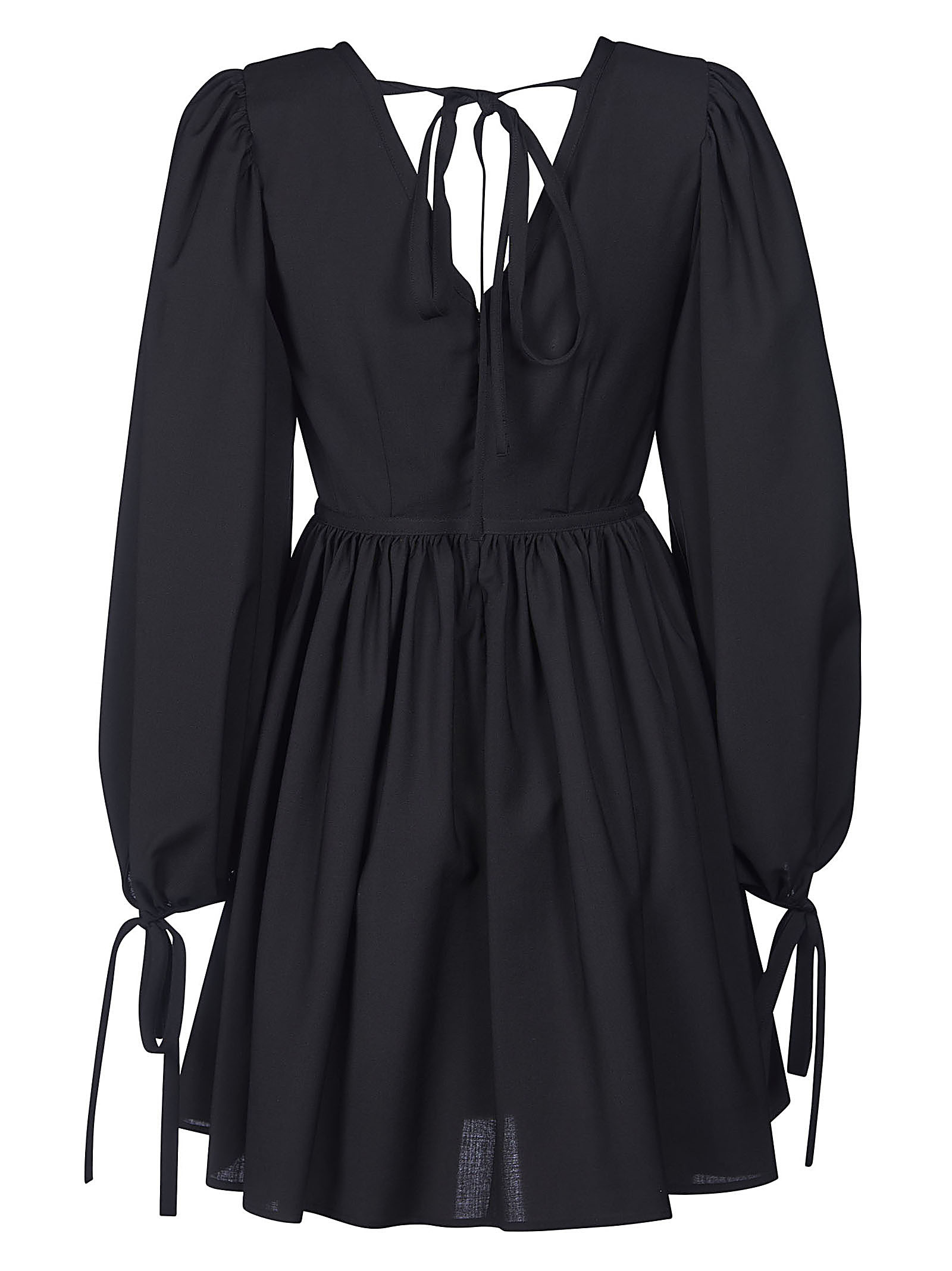 Msgm Long-sleeve Wrap Dress In Black