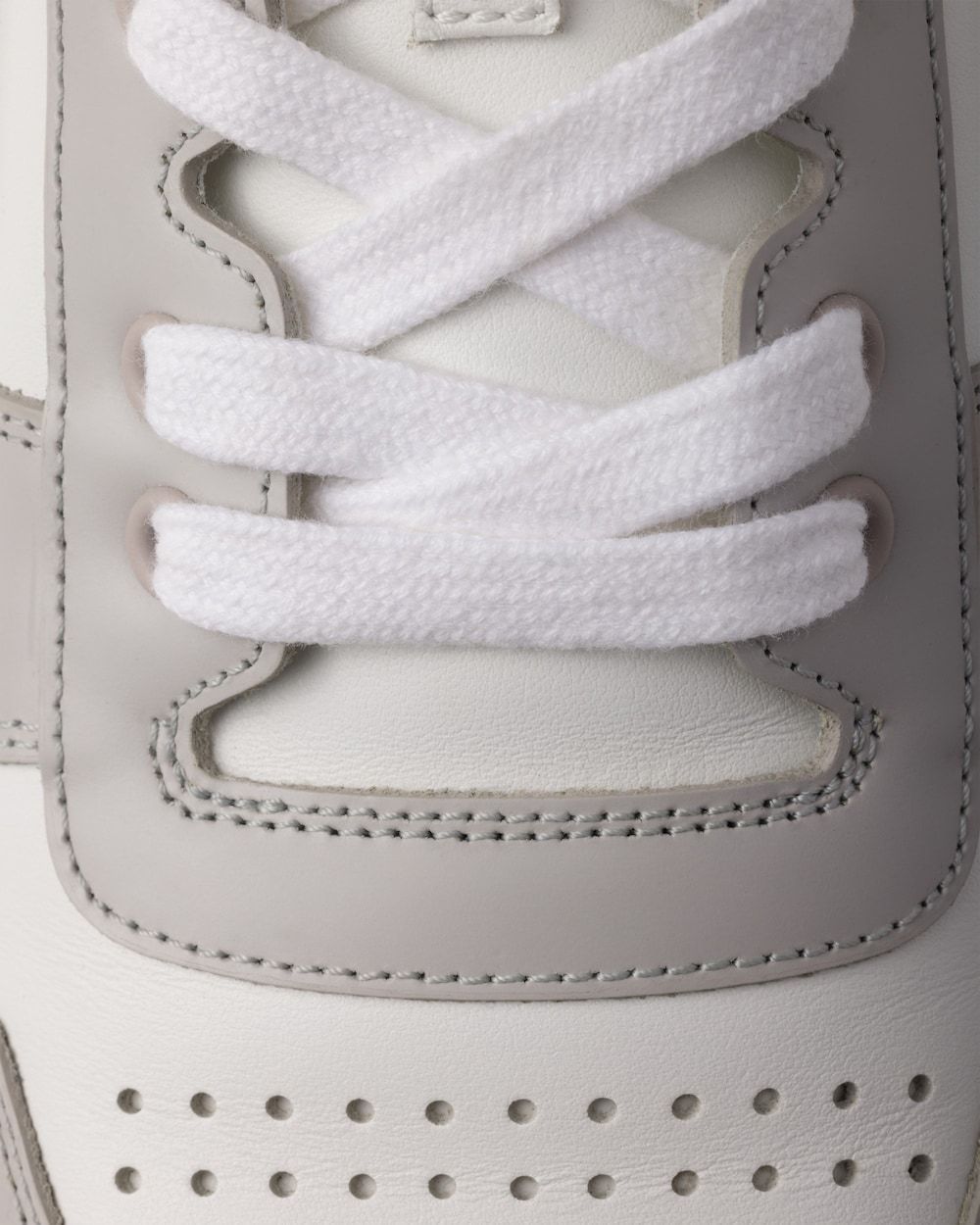 Prada Leather Sneakers Downtown Two-tone Silhouette In White