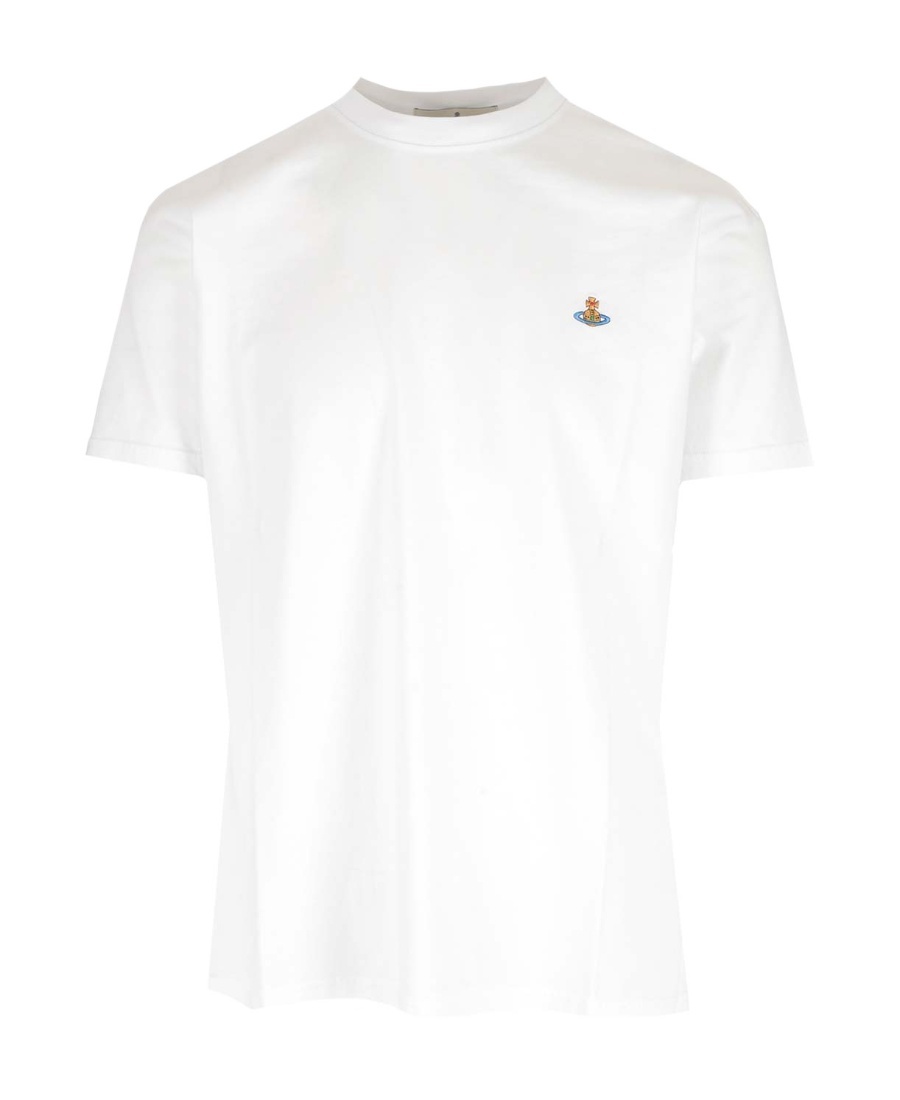 Vivienne Westwood White Crewneck T-shirt With Orb Logo Detail On The Front In Cotton Woman In White