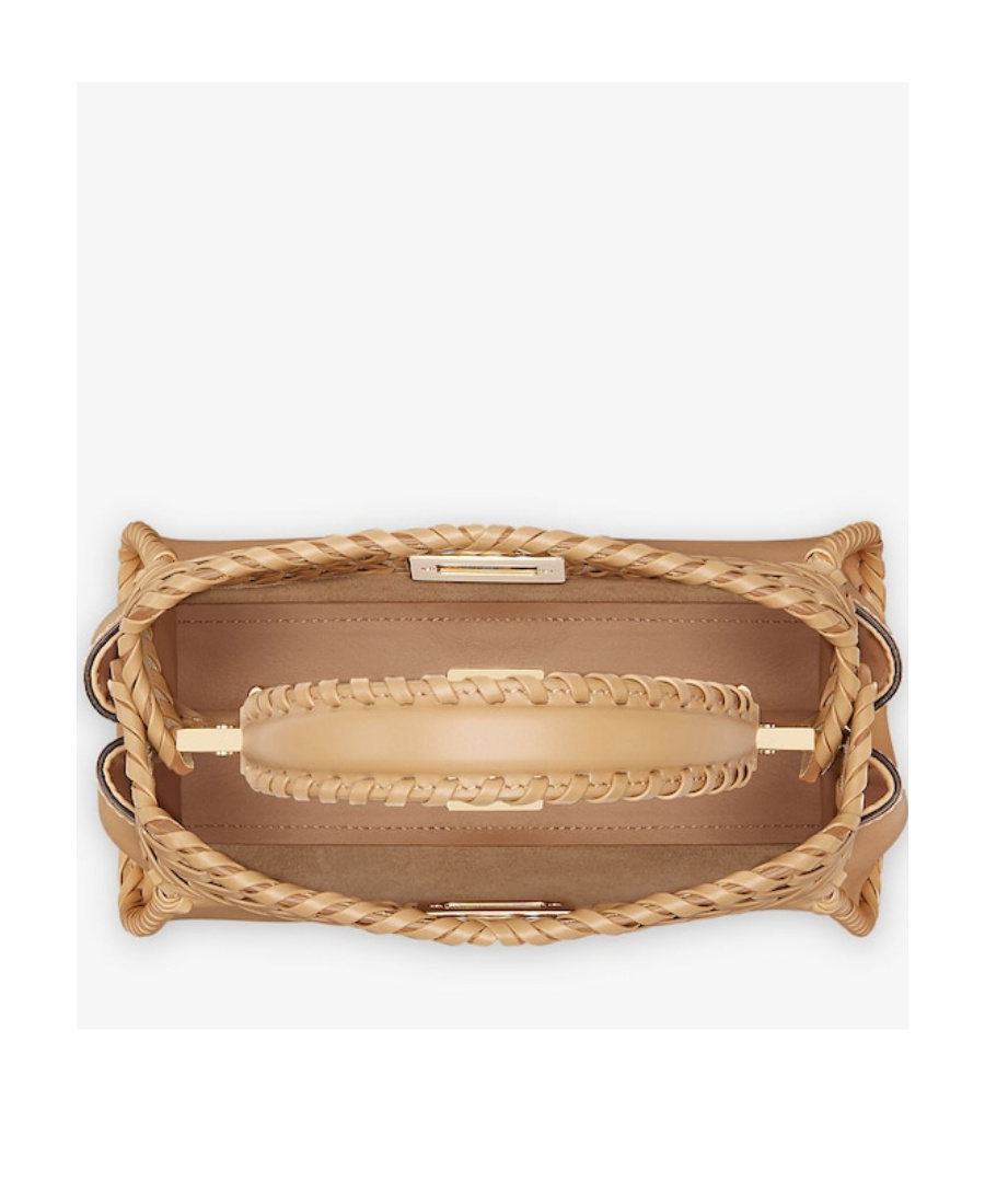 Fendi Mini Peekaboo Leather Bag In Nude