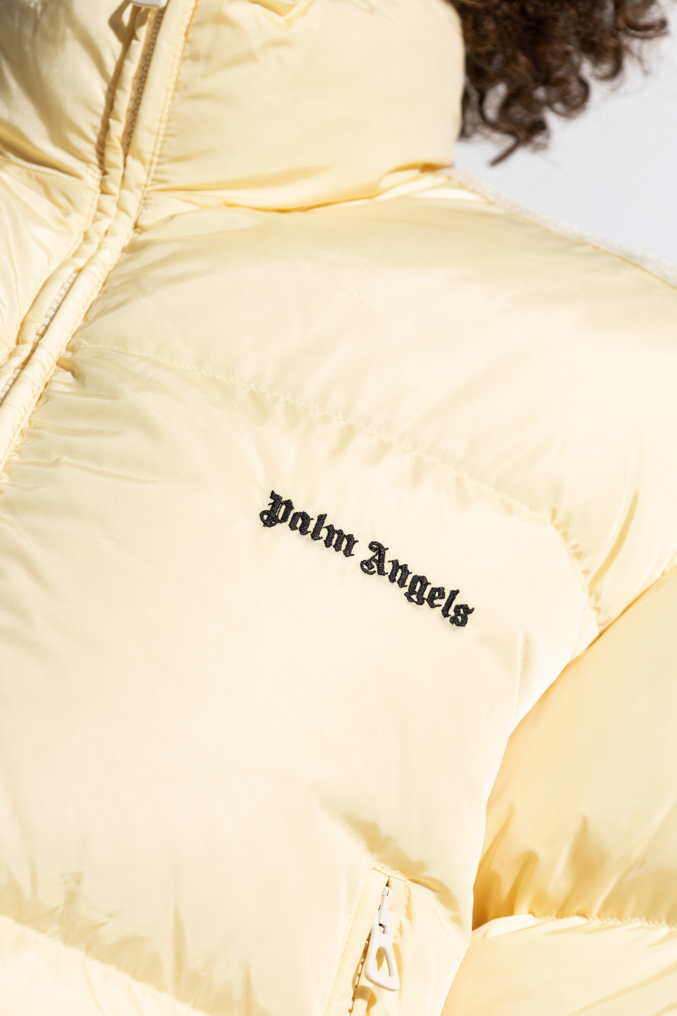 Palm Angels Quilted Down Jacket In Nude