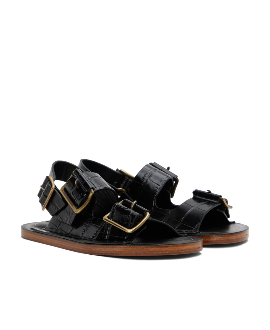 Jil Sander Flat-soled Sandals After Pin Buckle In Black