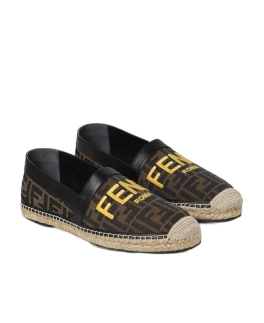 Fendi Logo Hemp Sole Casual Shoes In Brown